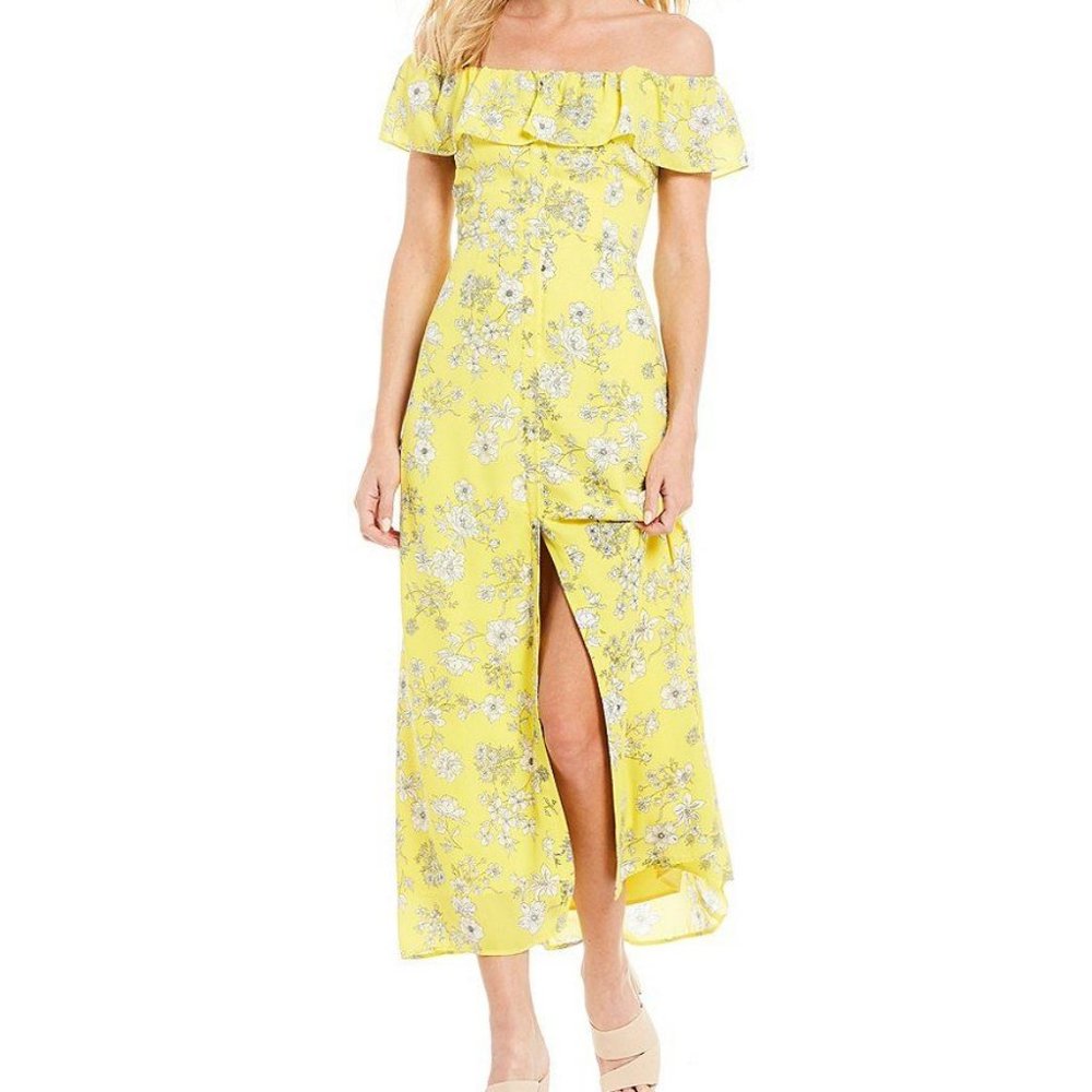 Gianni Bini Aida Floral Off Shoulder Button Dress